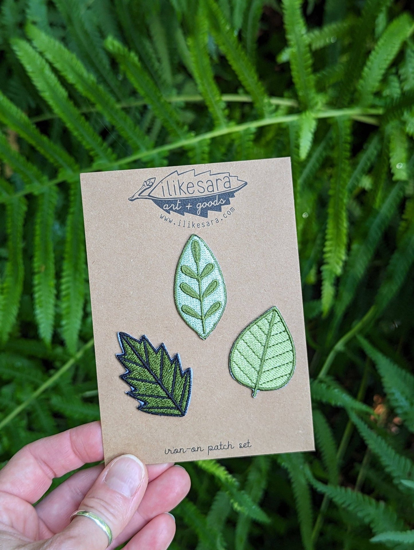 Iron - on patch | leaf 3 pack - green - homesewn