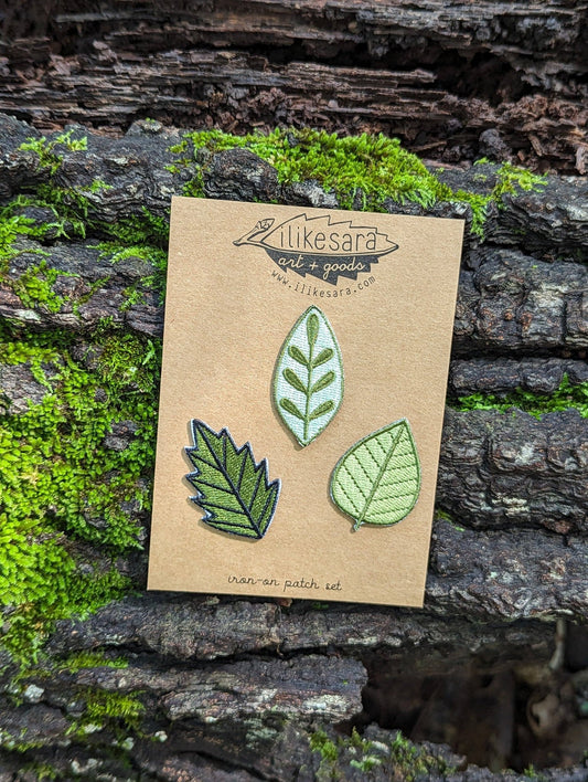 Iron - on patch | leaf 3 pack - green - homesewn