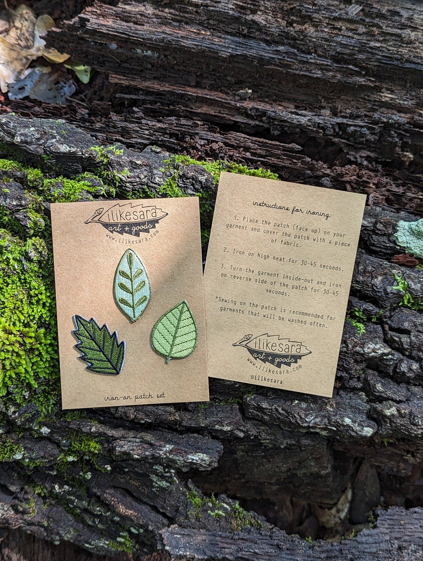 Iron - on patch | leaf 3 pack - green - homesewn