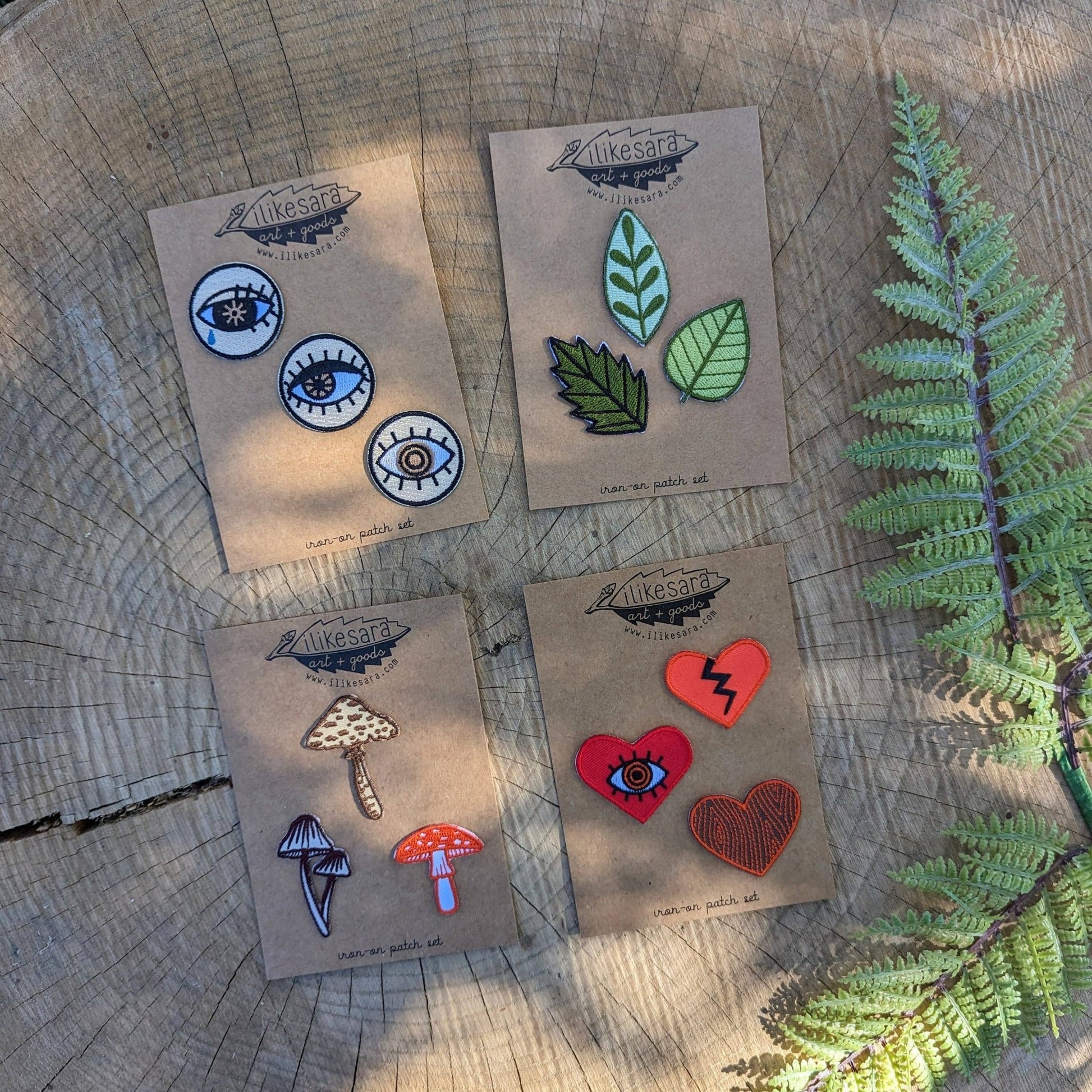 Iron - on patch | mushroom 3 - pack - brown, red, purple - homesewn