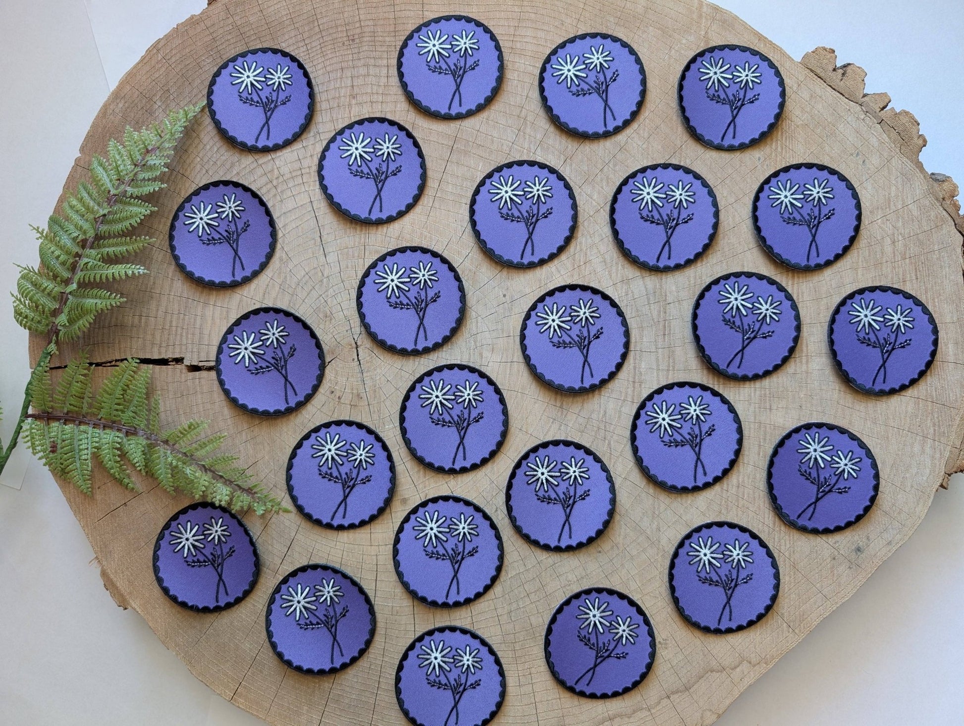 Iron - on patch | purple daisy flower - 2.75" round - homesewn