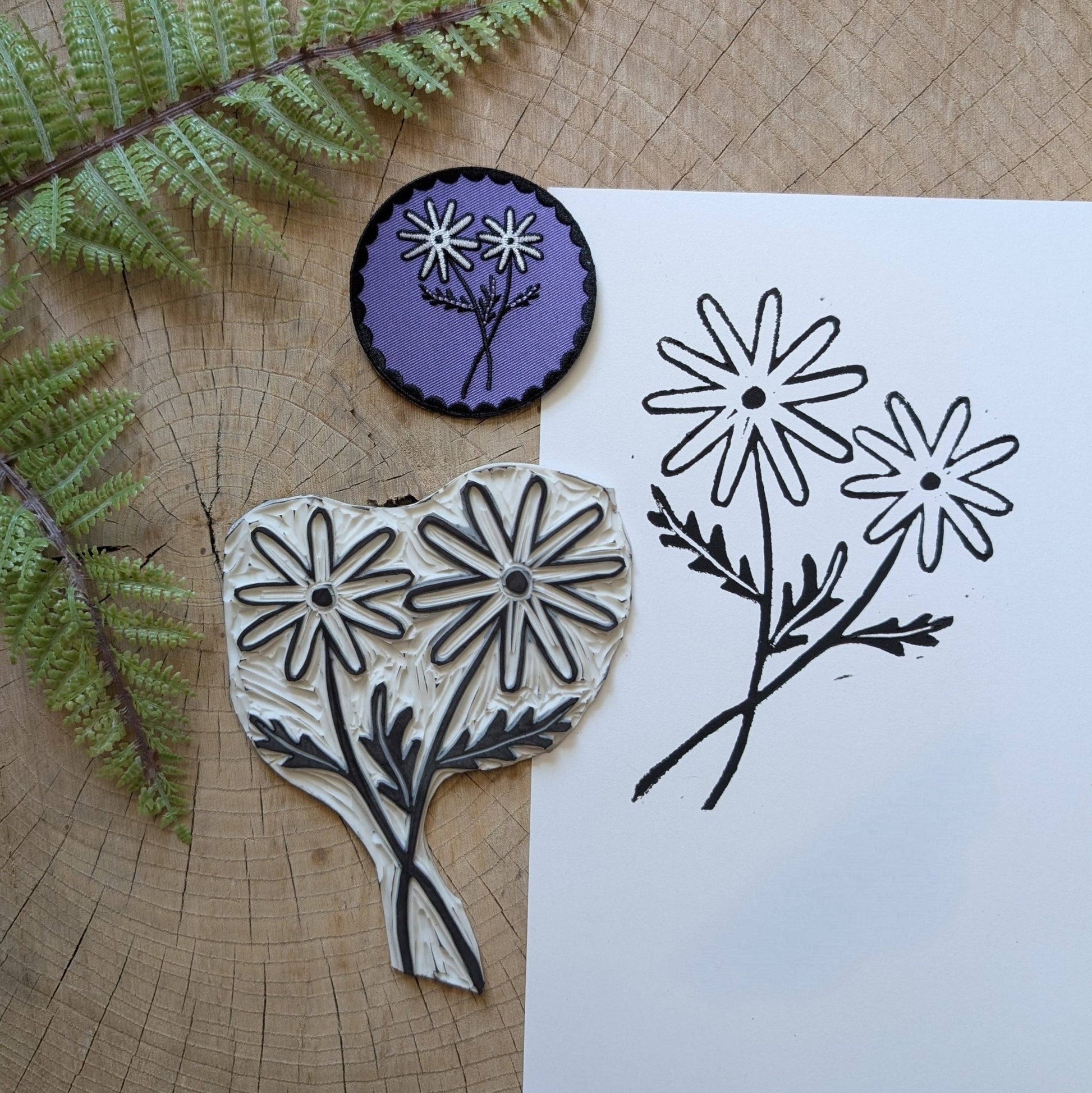 Iron - on patch | purple daisy flower - 2.75" round - homesewn