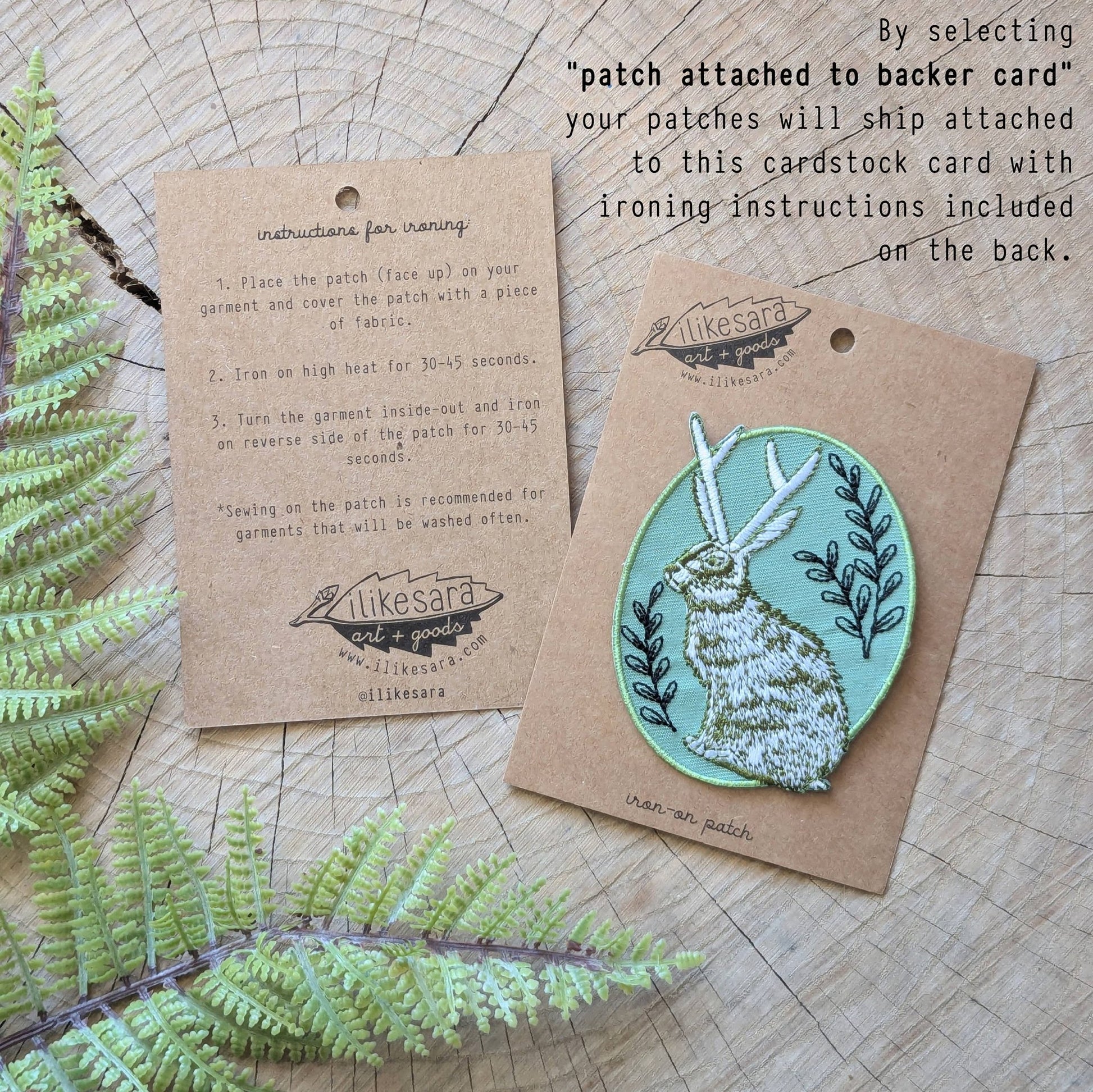 Iron - on patch | snail with fern - 2.5" round teal - homesewn
