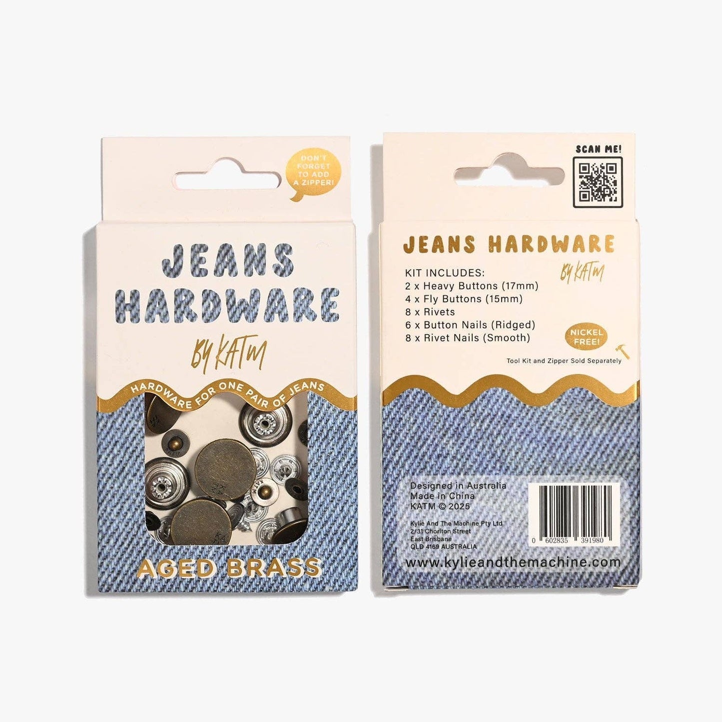 Jeans Hardware Kit | Aged Brass - homesewn