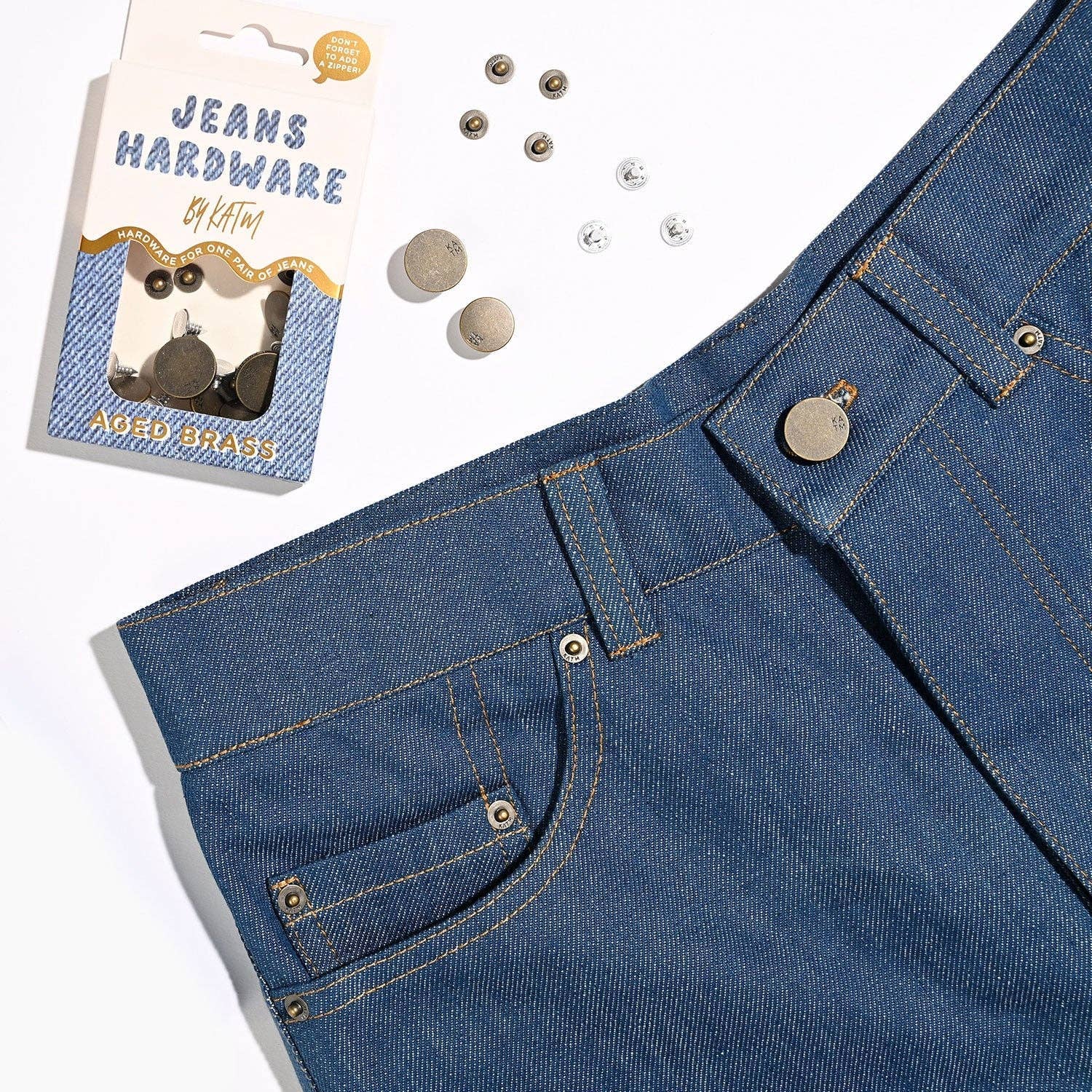 Jeans Hardware Kit | Aged Brass - homesewn