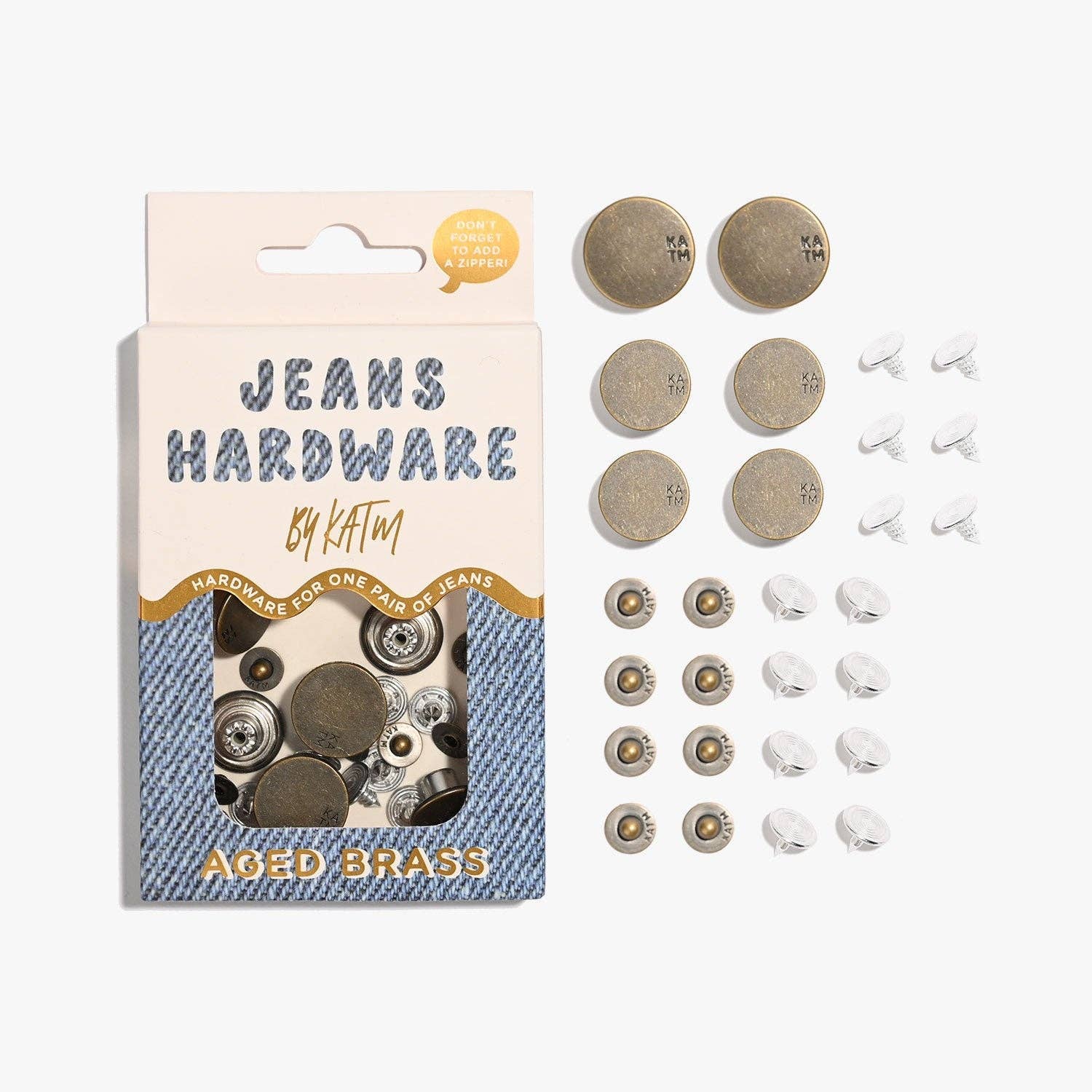Jeans Hardware Kit | Aged Brass - homesewn