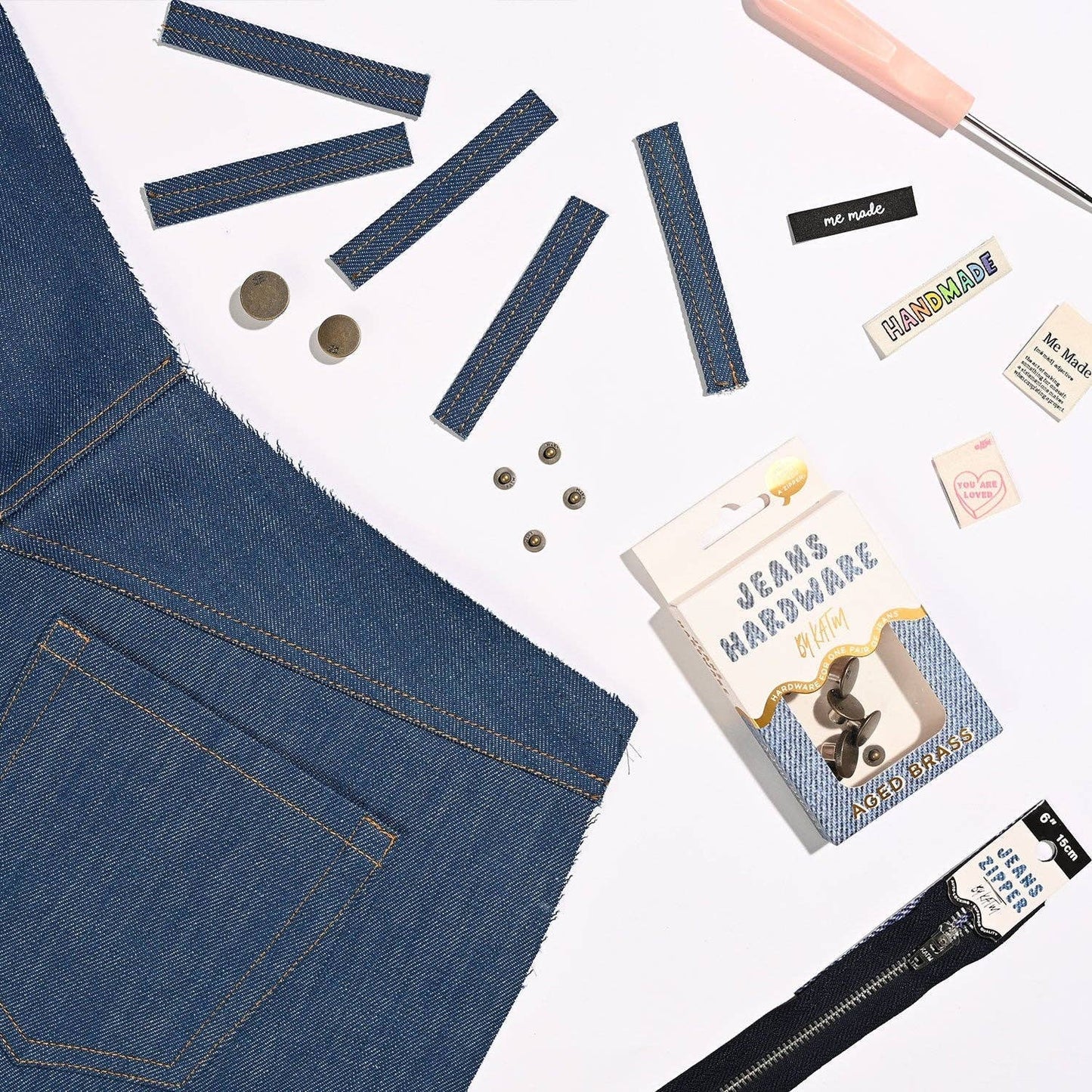 Jeans Hardware Kit | Aged Brass - homesewn