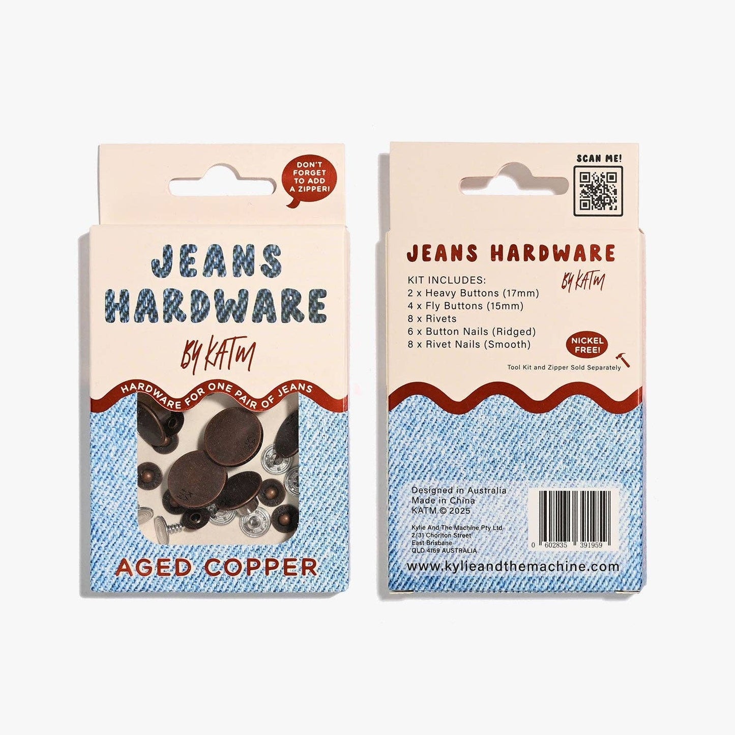 Jeans Hardware Kit | Aged Copper - homesewn