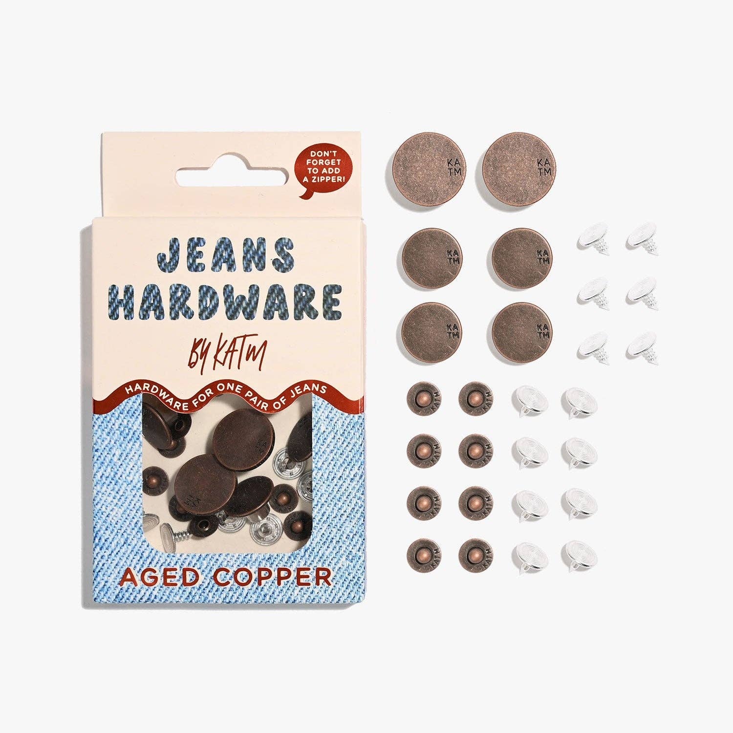Jeans Hardware Kit | Aged Copper - homesewn
