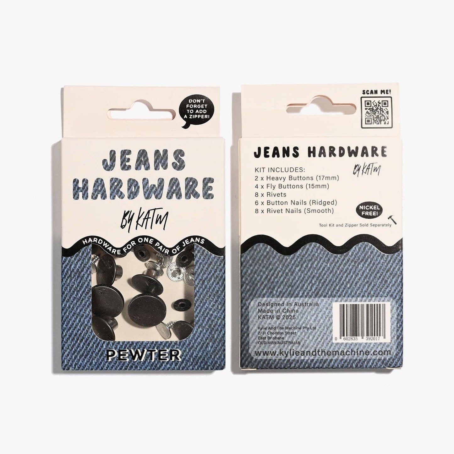 Jeans Hardware Kit | Pewter - homesewn