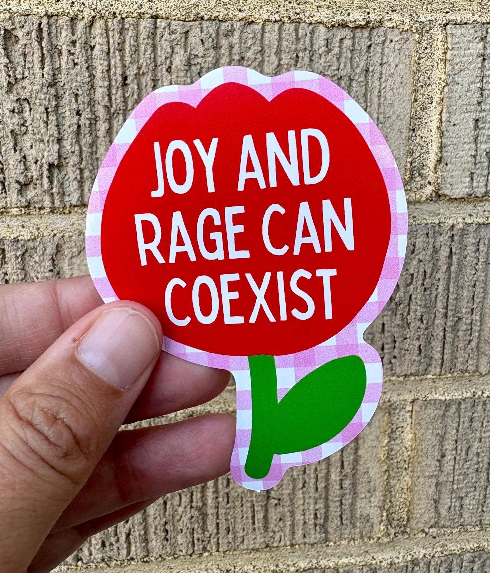 Joy and Rage Can Coexist Flower Waterproof Sticker - homesewn