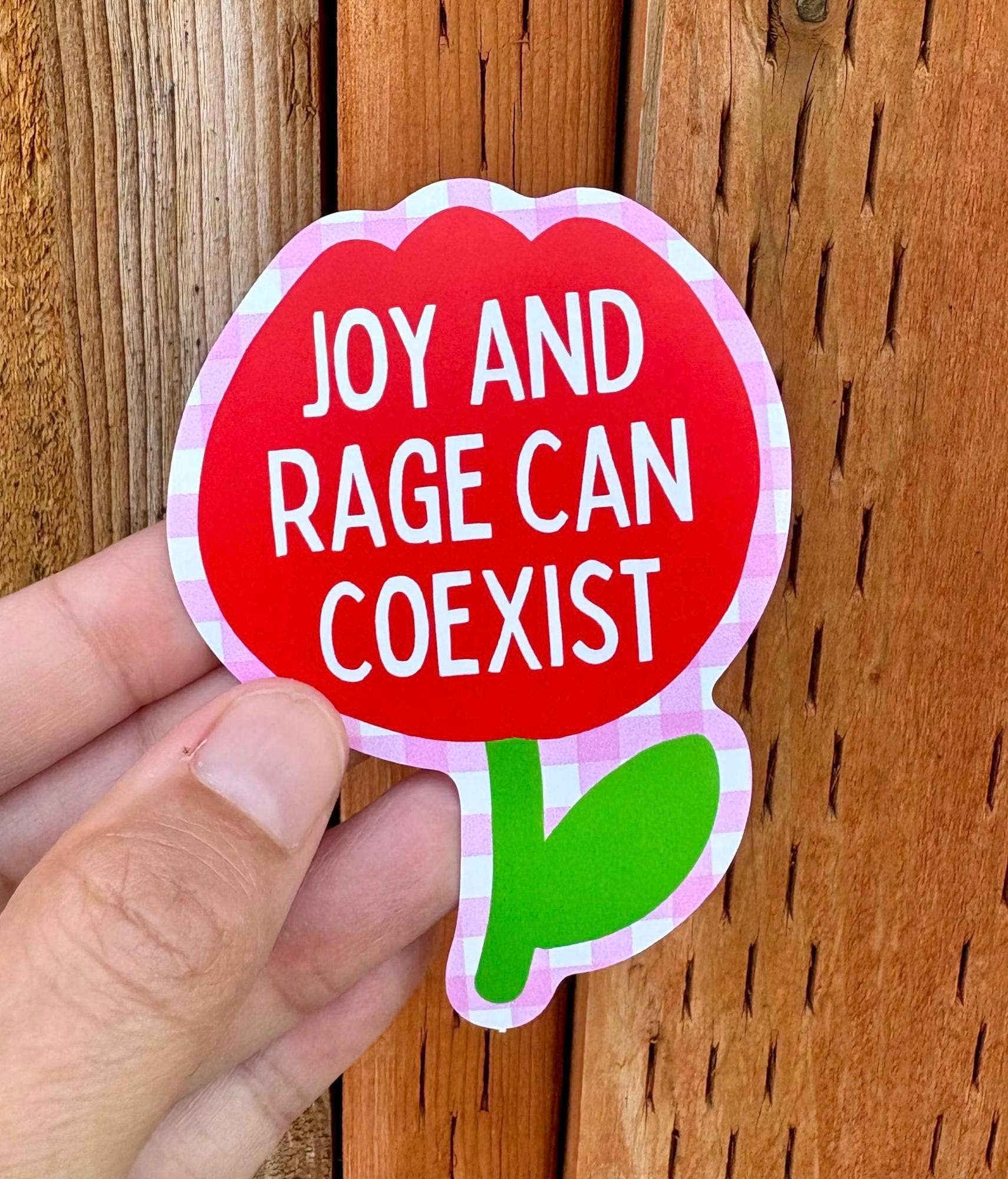 Joy and Rage Can Coexist Flower Waterproof Sticker - homesewn