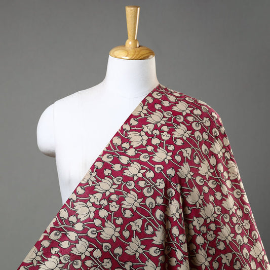 Kalamkari Screen Print Cotton Fabric - Red - homesewn