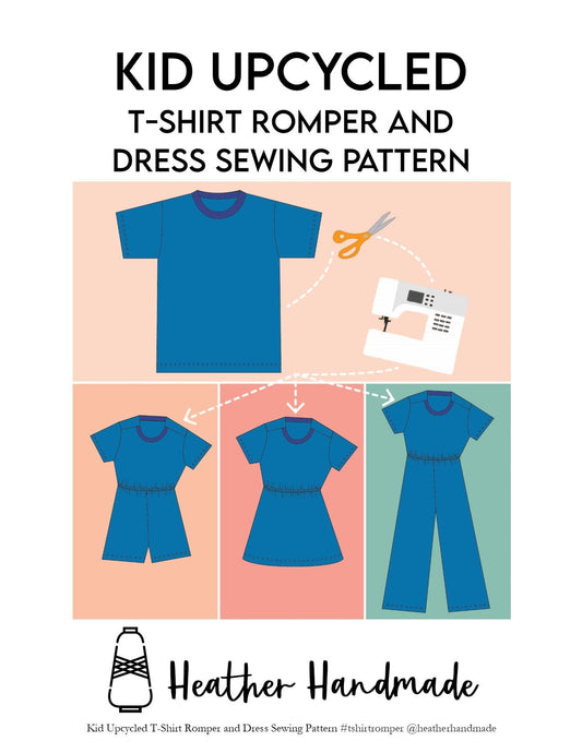 Kid Upcycled T-Shirt Romper and Dress Sewing Pattern - PDF PATTERN - homesewn