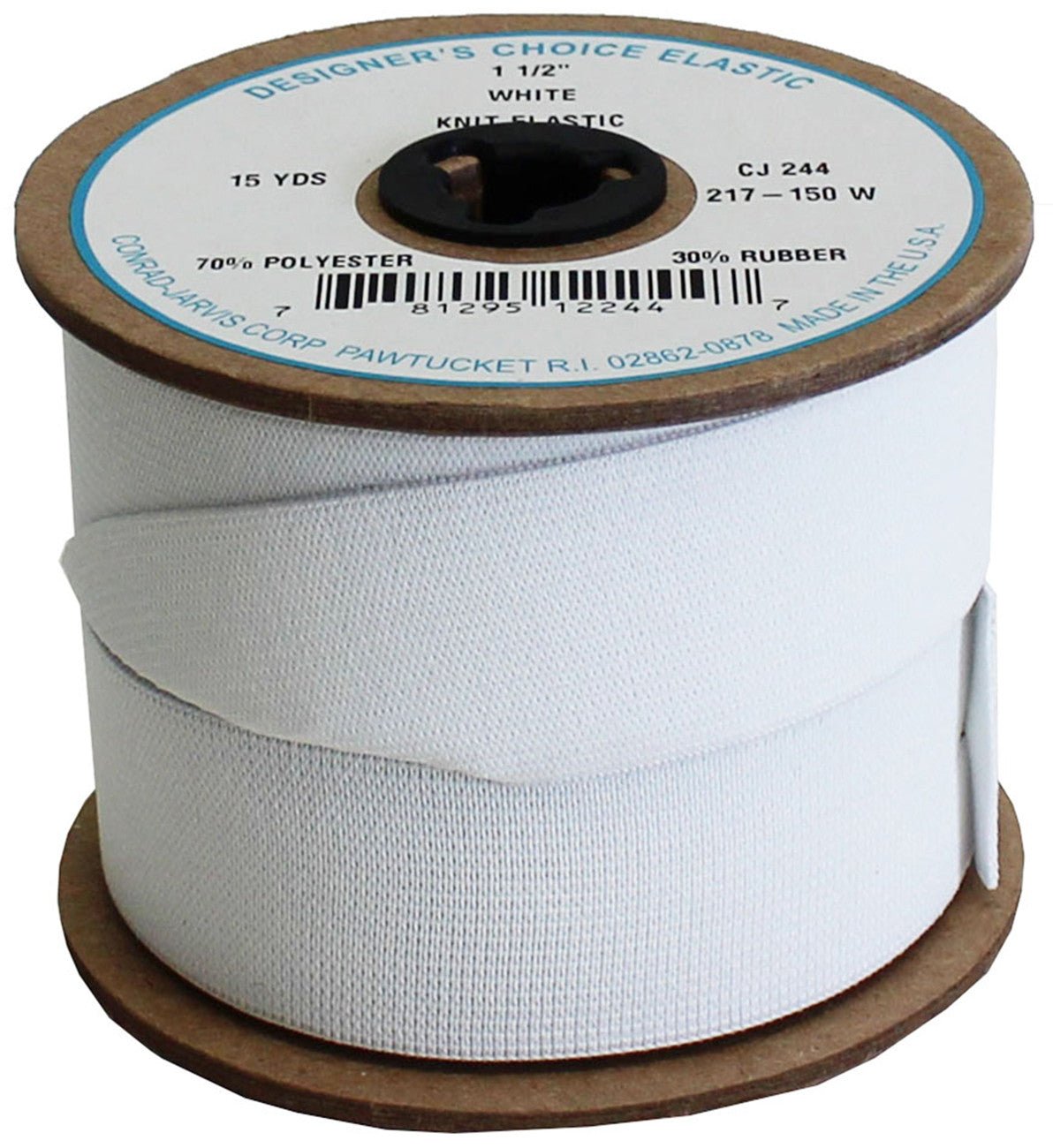 Knit Calendered Elastic - 1-1/2" Wide - White - homesewn