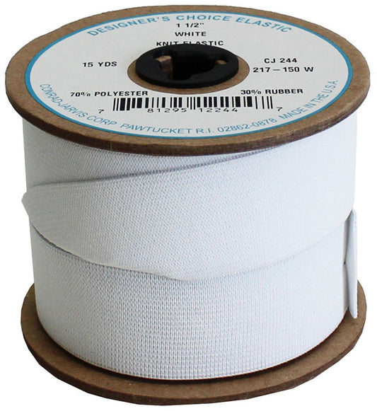 Knit Calendered Elastic - 1-1/2" Wide - White - homesewn