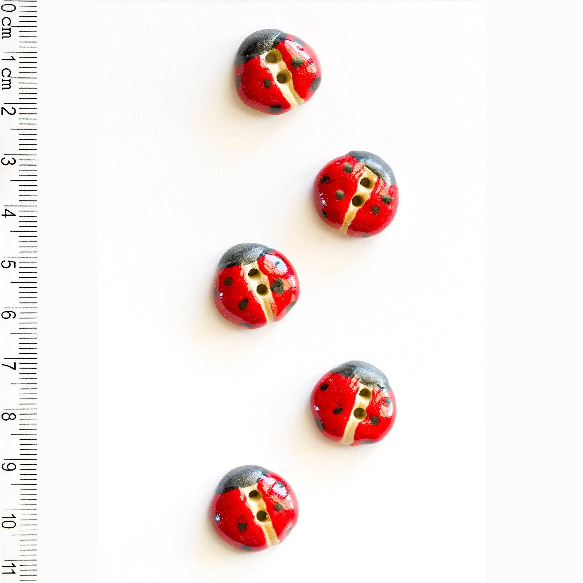 L6 Red Ladybird Buttons - homesewn