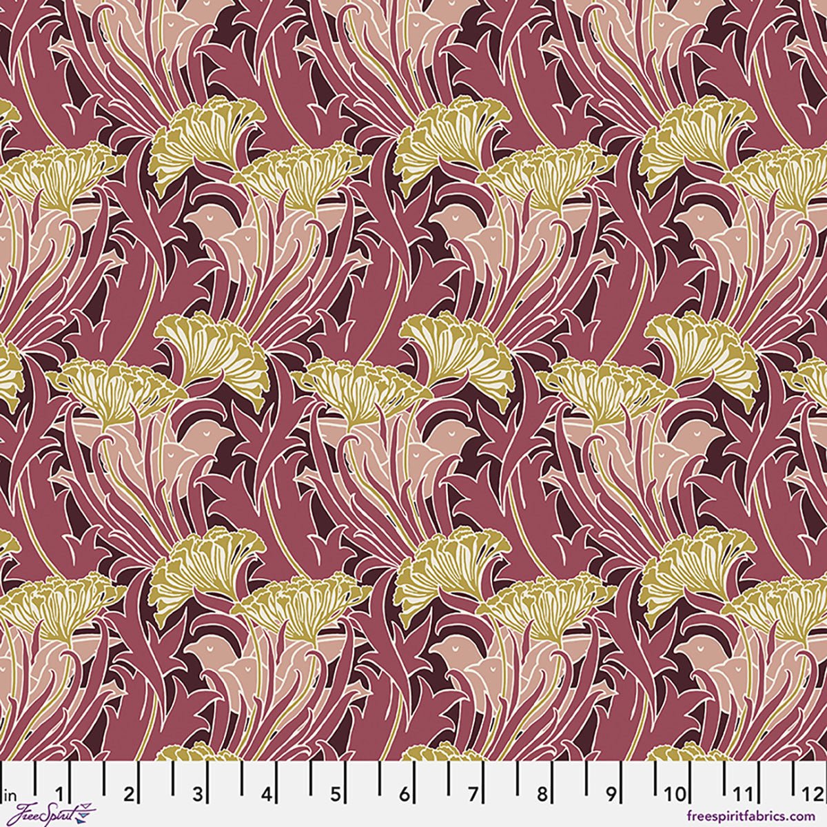LaceFlower in Wine - William Morris Lodden QUILTING COTTON/POPLIN - homesewn