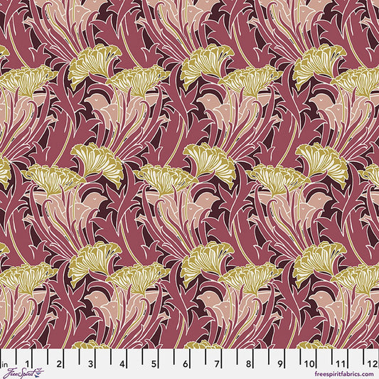 LaceFlower in Wine - William Morris Lodden QUILTING COTTON/POPLIN - homesewn