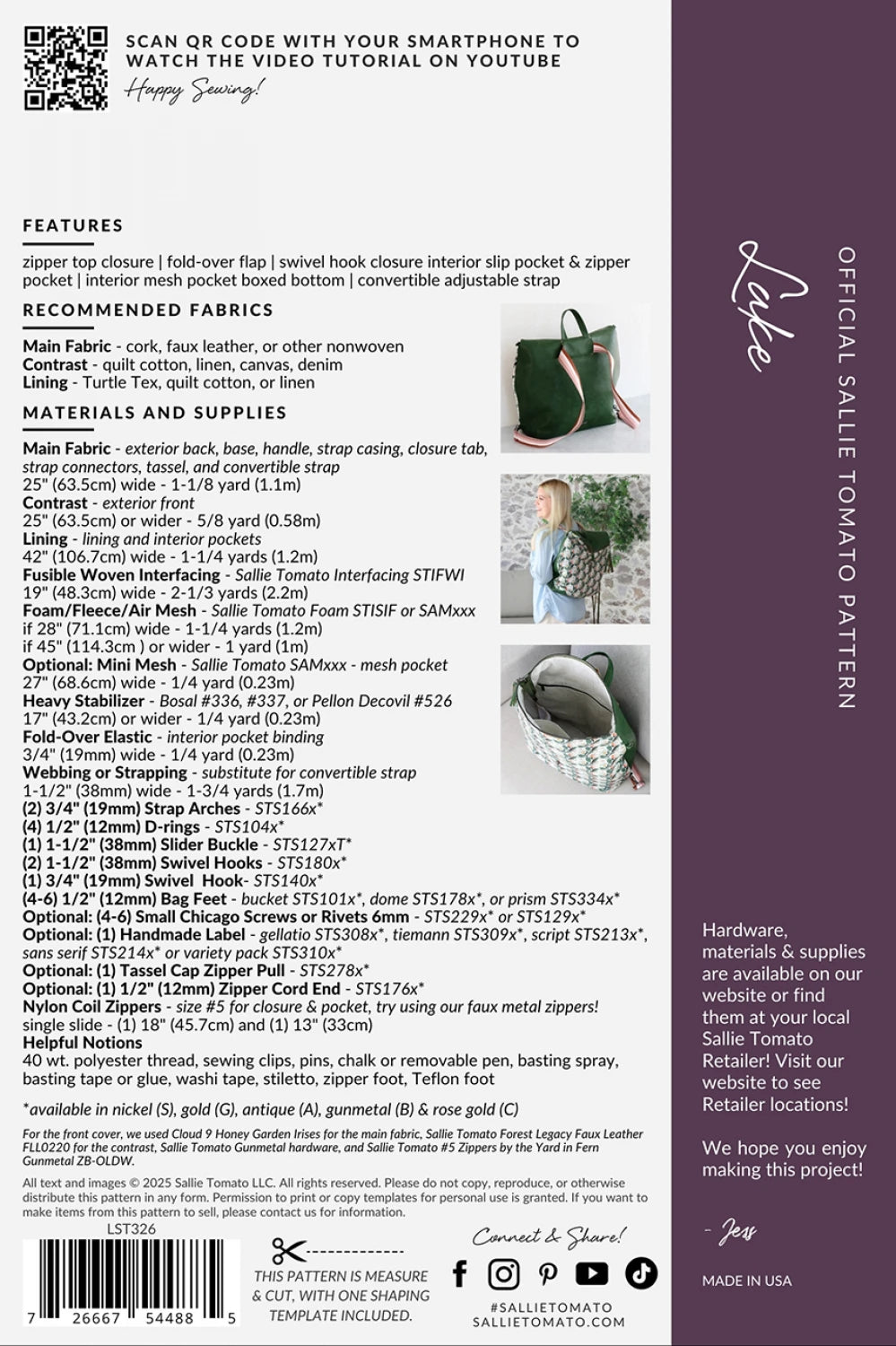 Lake Bag Printed Sewing Pattern - homesewn