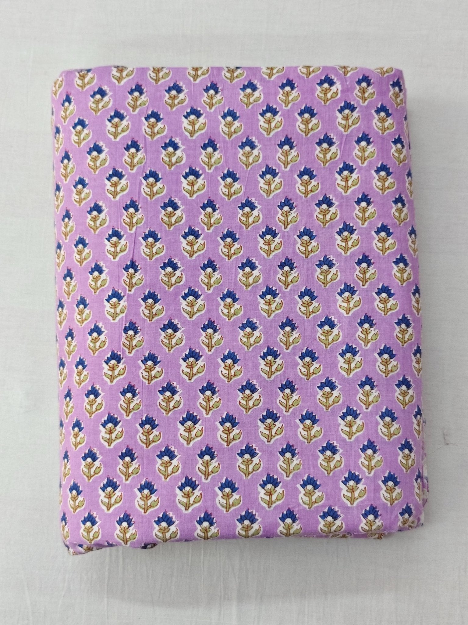 Lavender Tiny Flower Hand Block Print Lightweight Cotton - homesewn