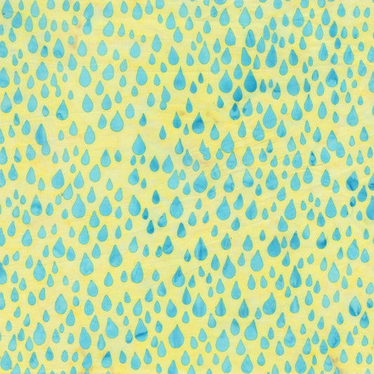 Lemon Raindrops - Canary Blue Batik Cotton Fabric - homesewn