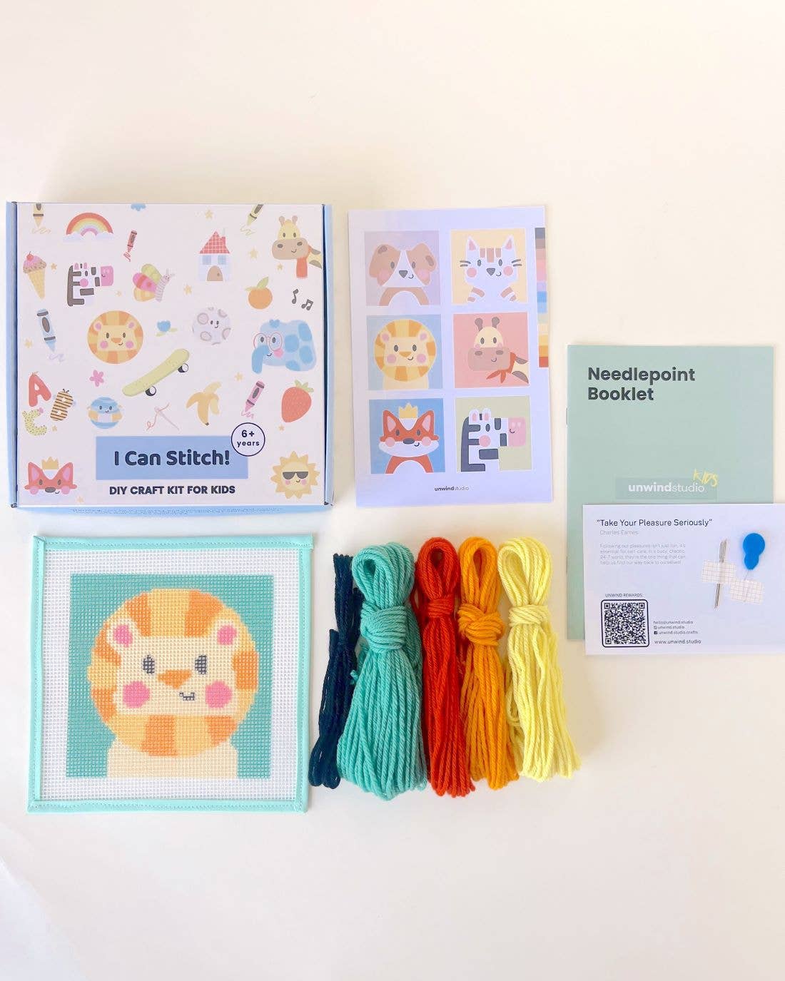 Leonardo, the Lion - Needlepoint Kit for Kids - homesewn