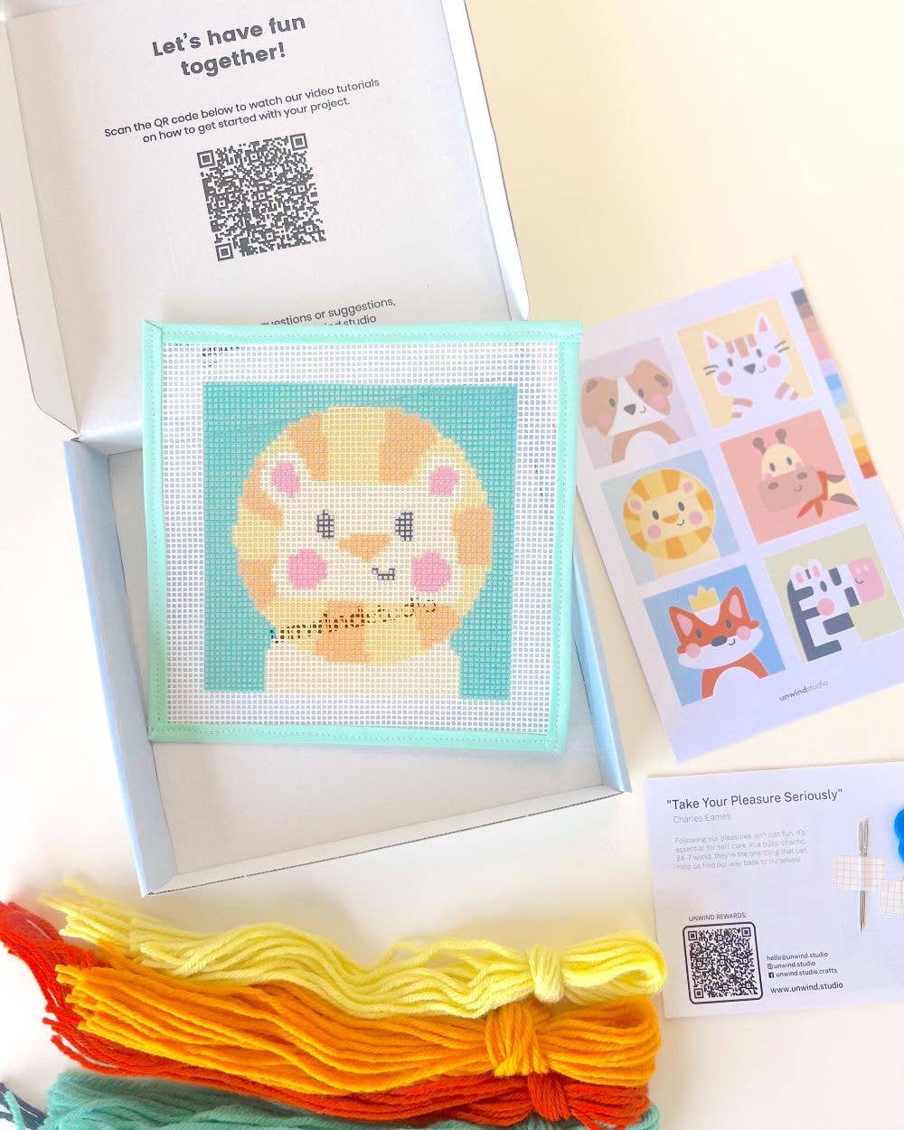 Leonardo, the Lion - Needlepoint Kit for Kids - homesewn
