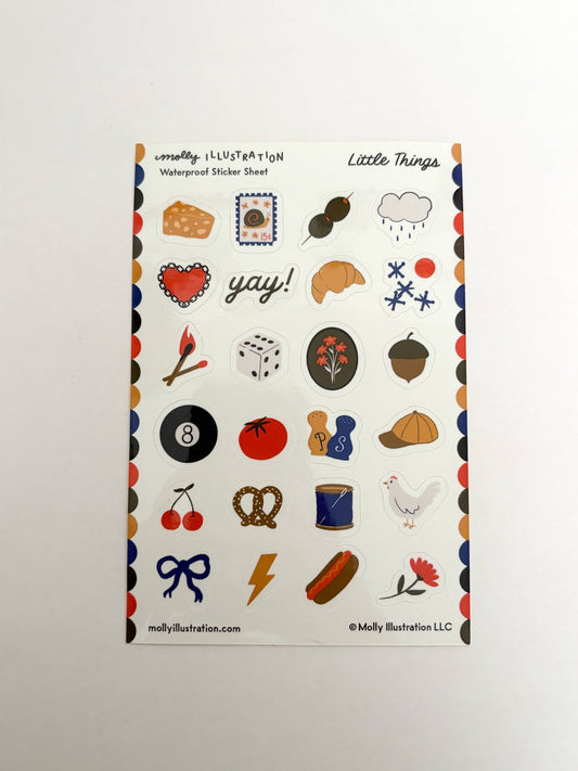Little Things Illustrated Waterproof Vinyl Sticker Sheet - homesewn