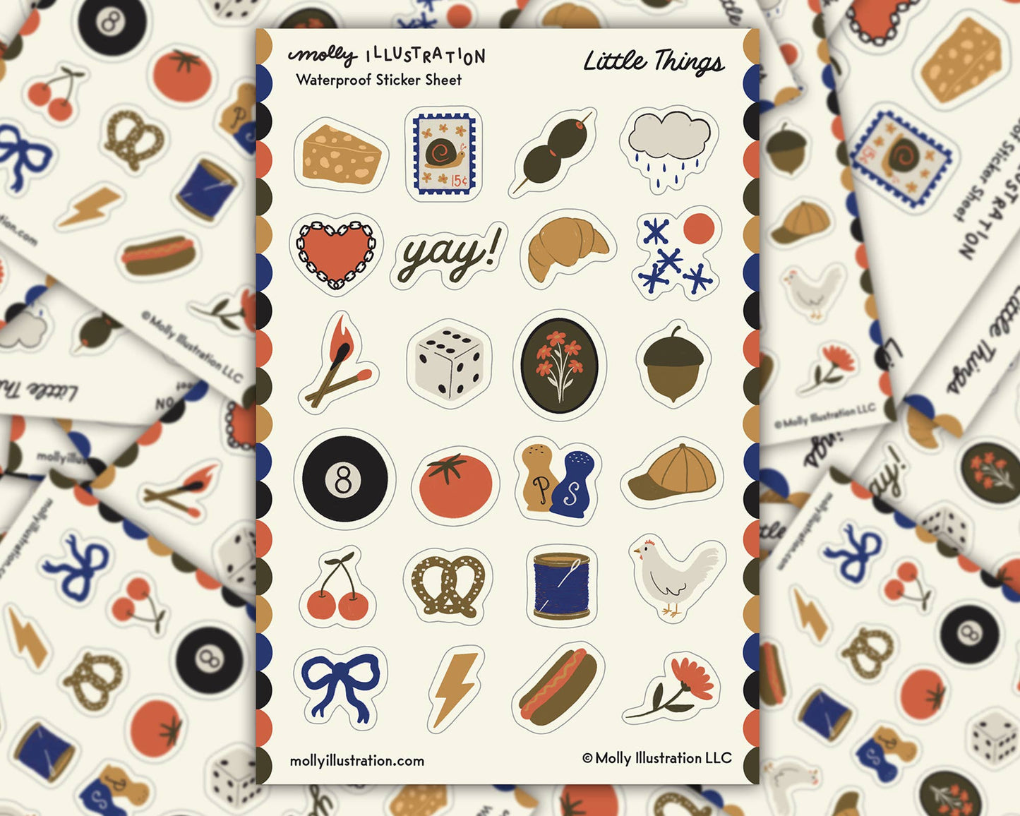 Little Things Illustrated Waterproof Vinyl Sticker Sheet - homesewn