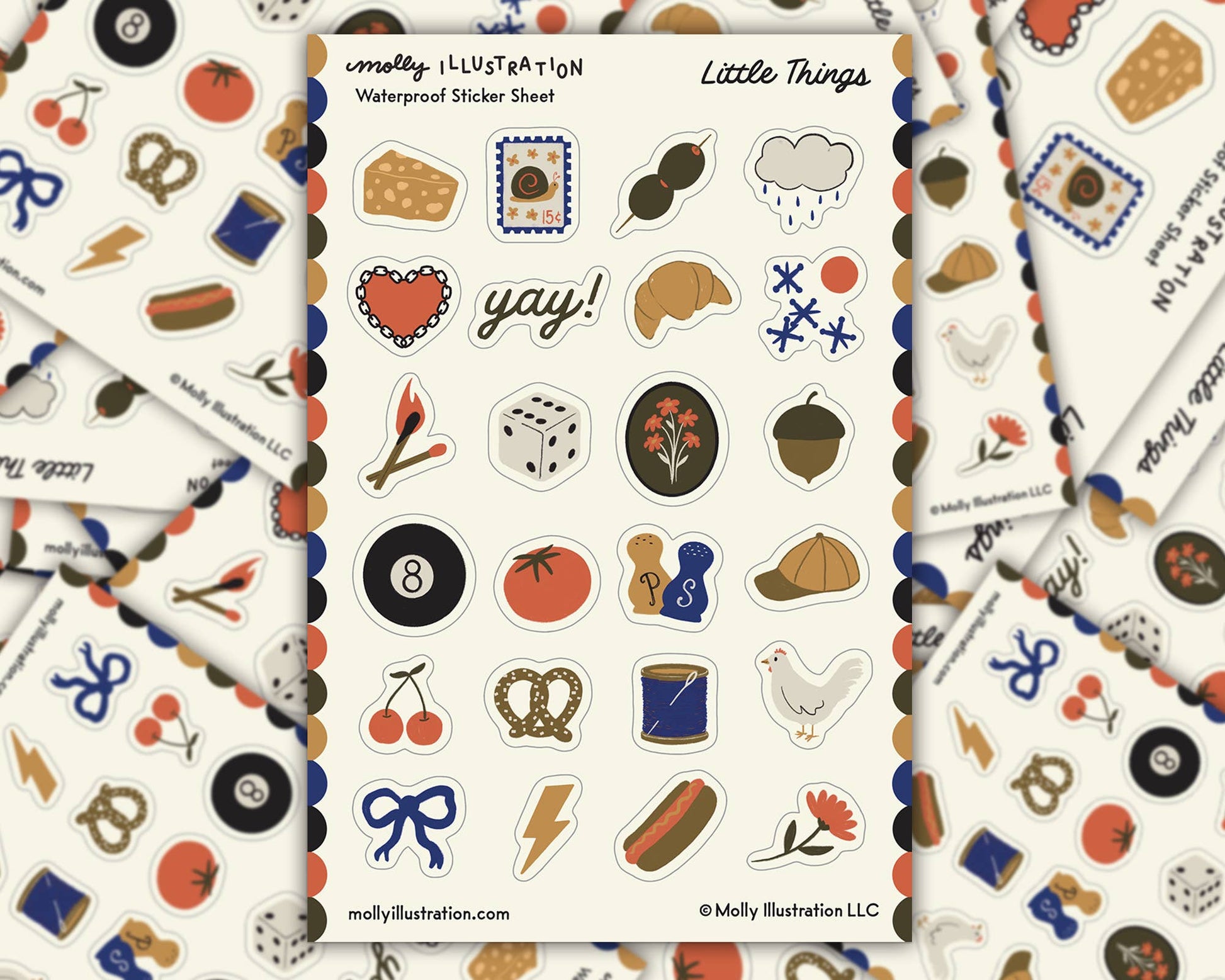 Little Things Illustrated Waterproof Vinyl Sticker Sheet - homesewn