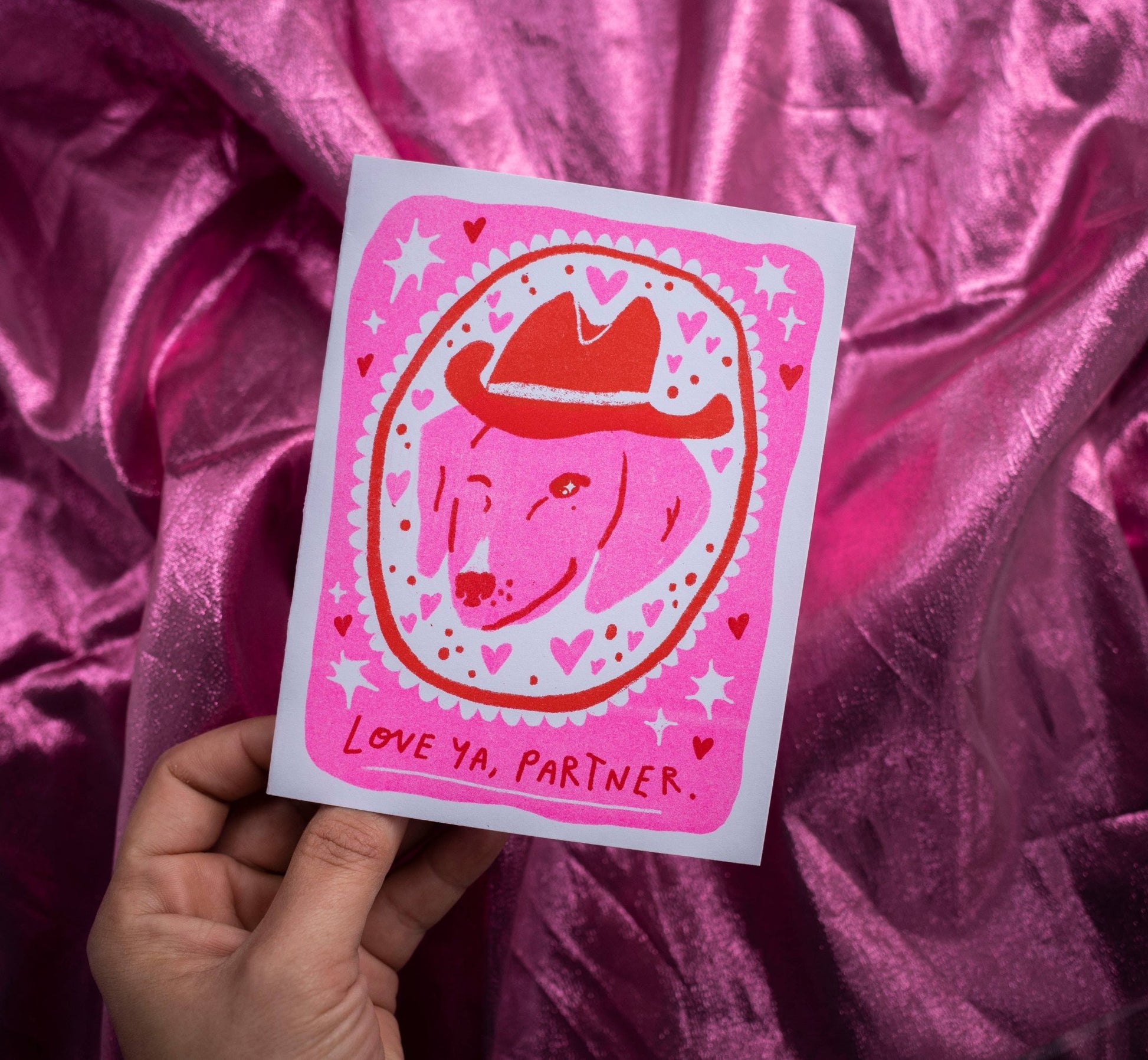 Love Ya, Partner risograph A2 greeting card - homesewn