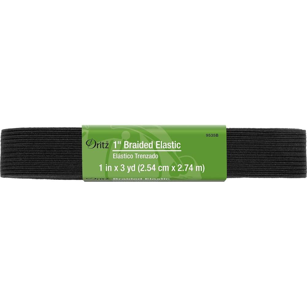 Braided Elastic - 1in Black (3 yd piece)