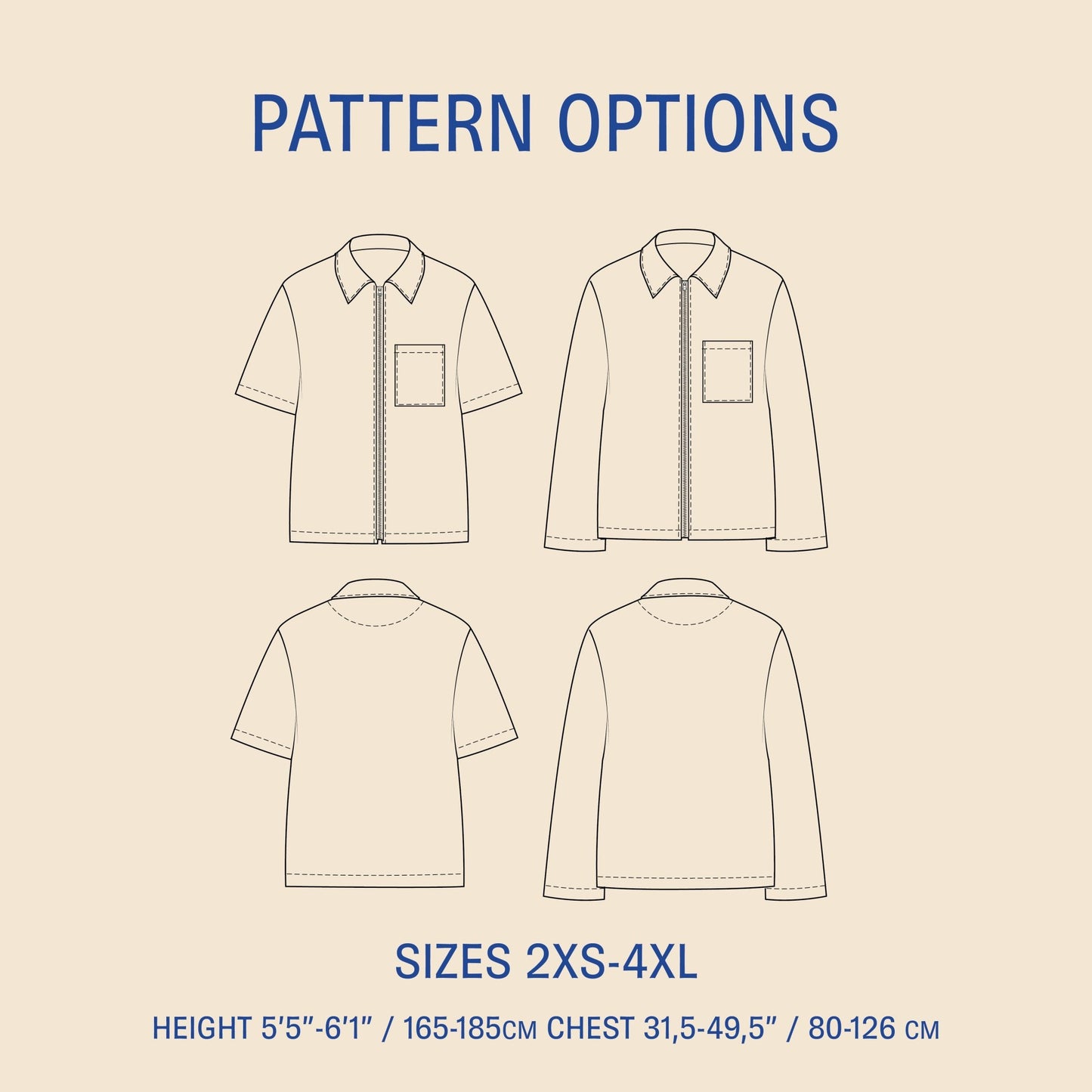 Men's Zip Shirt Sewing Pattern PDF DOWNLOAD - homesewn