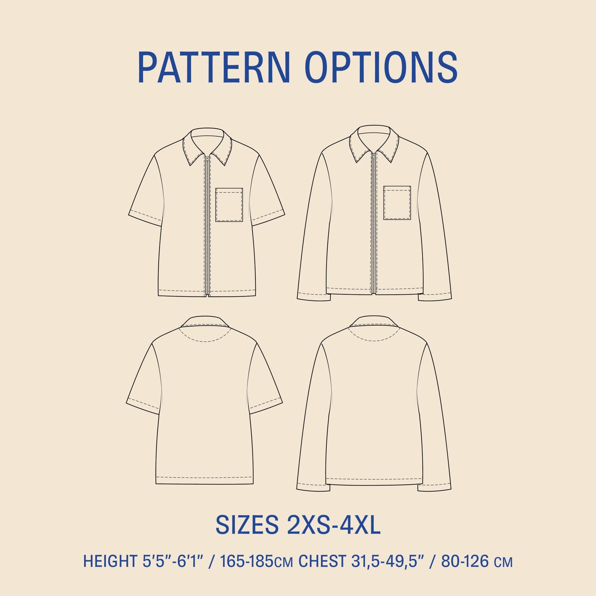 Men's Zip Shirt Sewing Pattern PDF DOWNLOAD - homesewn