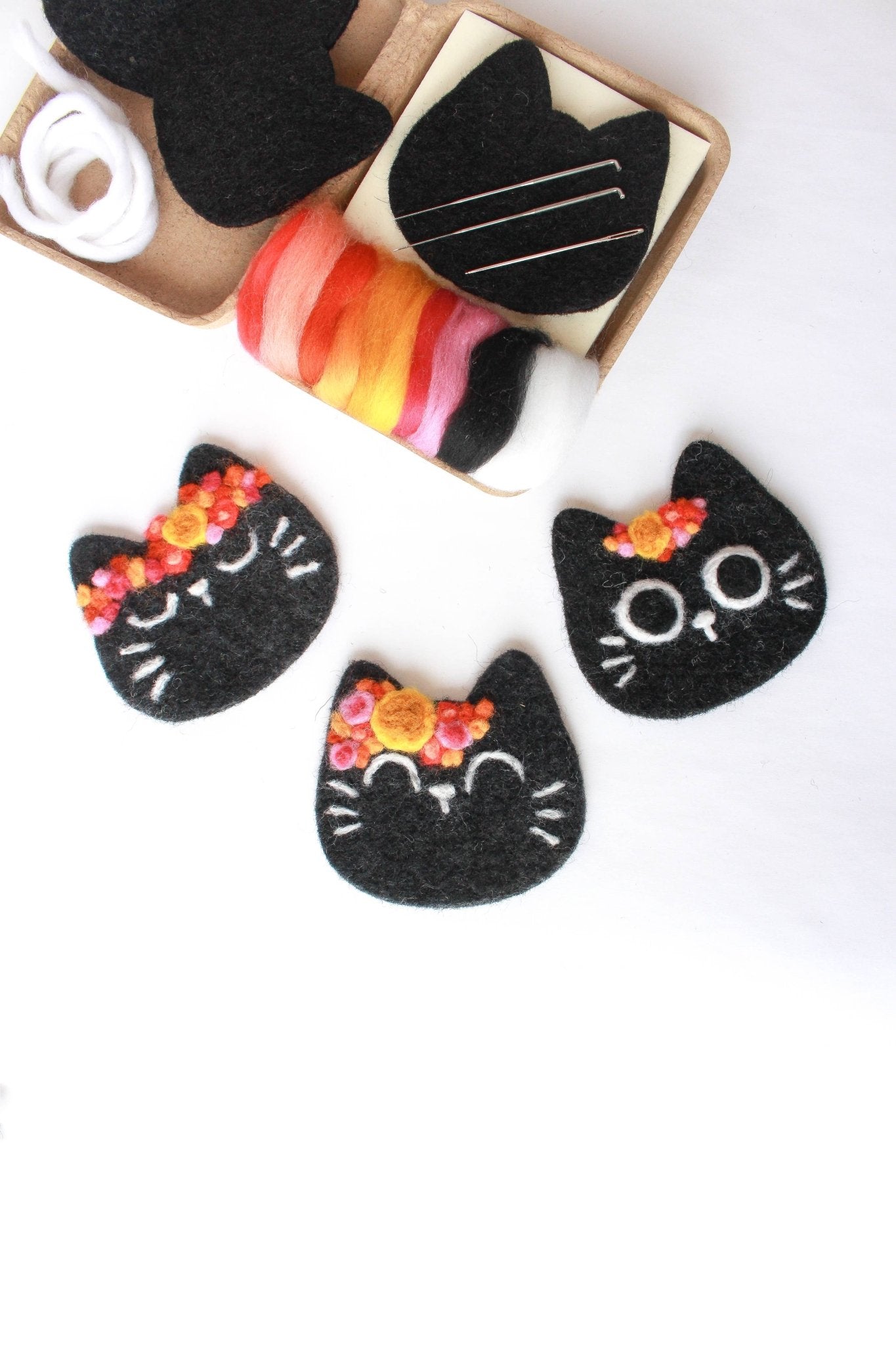 Mini Black Cats Felting Craft Kit  - homesewn