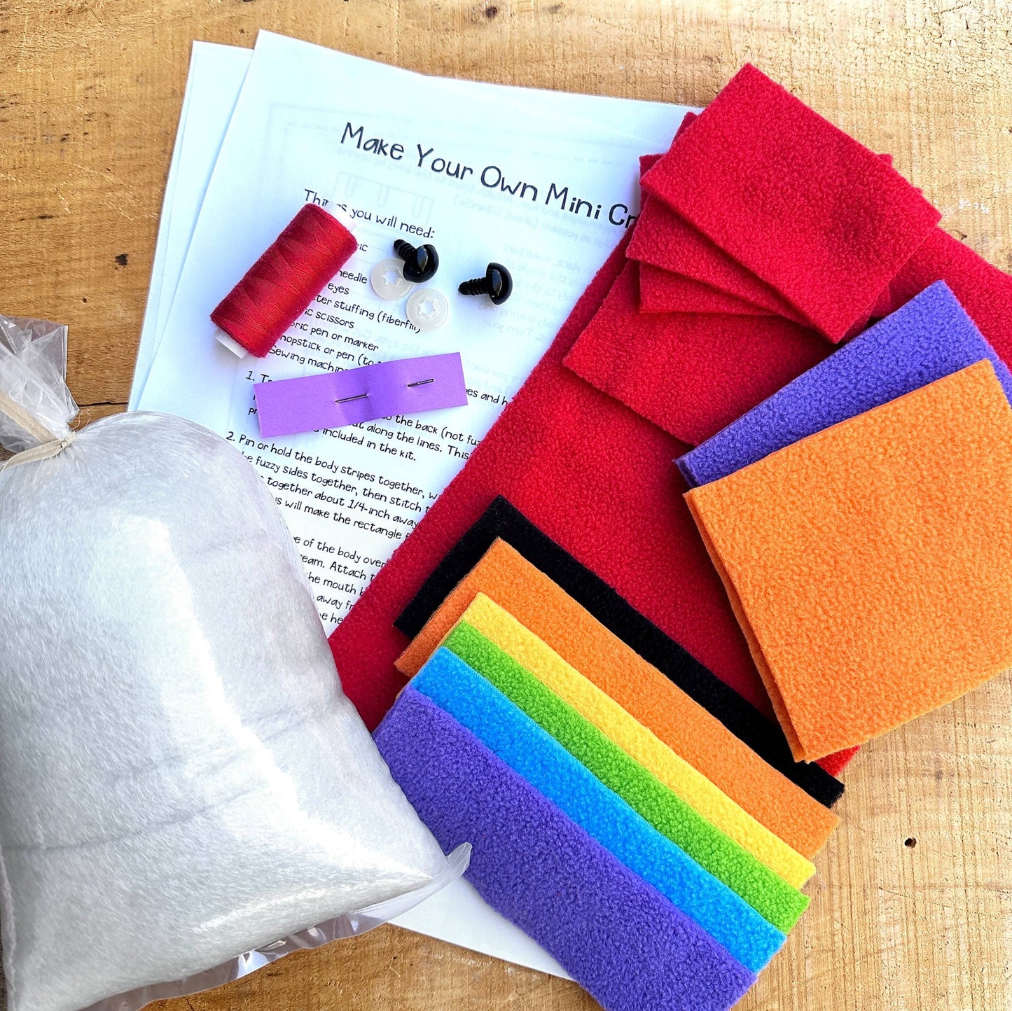 Mini Creature DIY Plush Sewing Kit - Rainbow - homesewn
