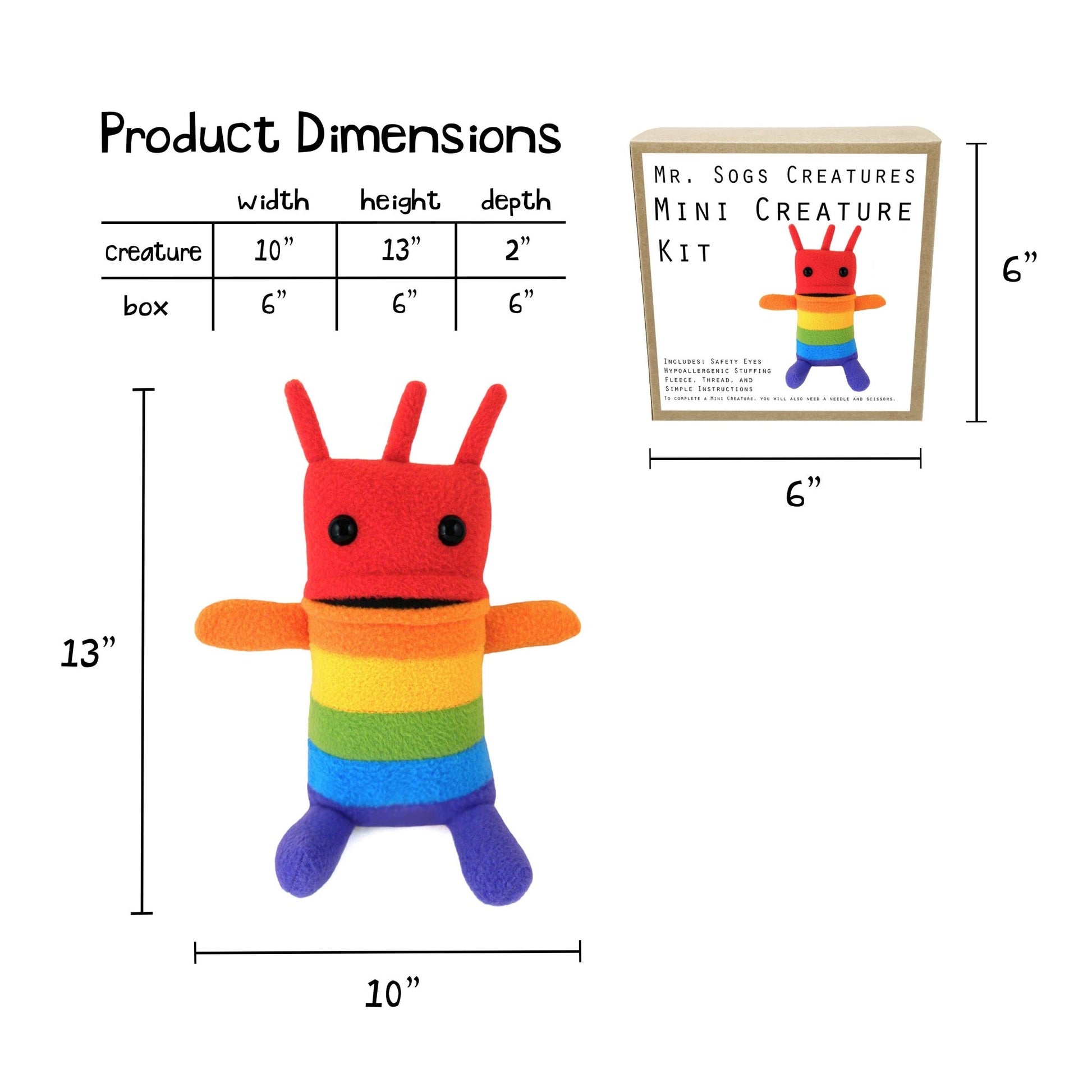 Mini Creature DIY Plush Sewing Kit - Rainbow - homesewn
