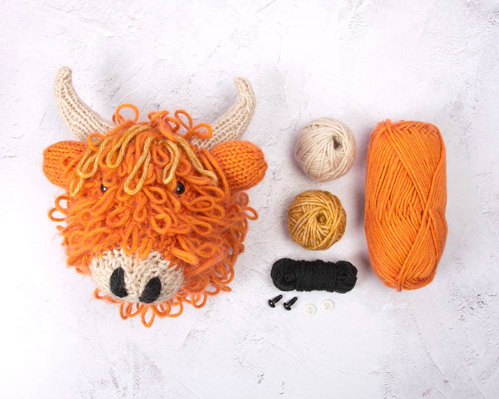 Mini Highland Cow Head Knitting Kit - homesewn