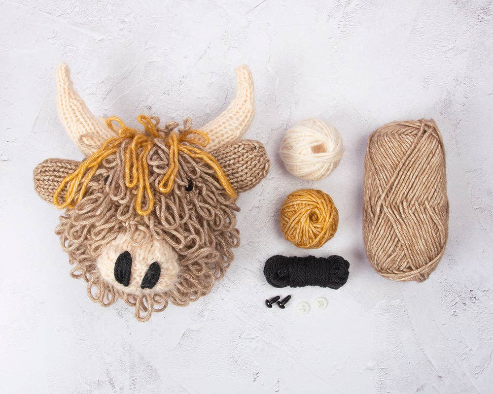 Mini Highland Cow Head Knitting Kit - homesewn