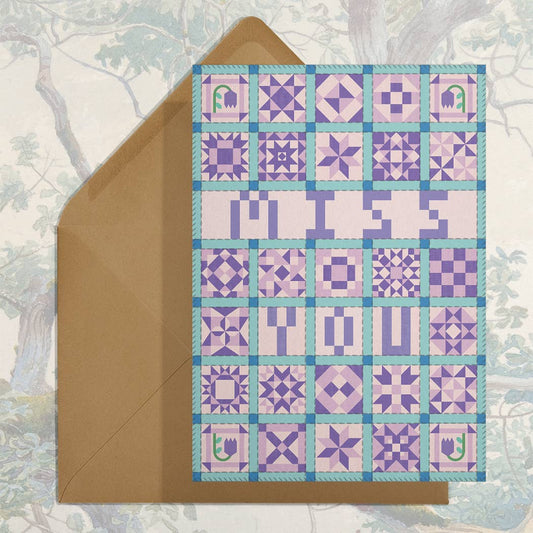 Miss You (Patchwork Quilt) Card - homesewn
