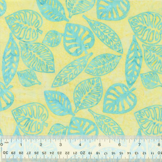 Monstera Ð Canary Blue Ð Batik Cotton Fabric - homesewn