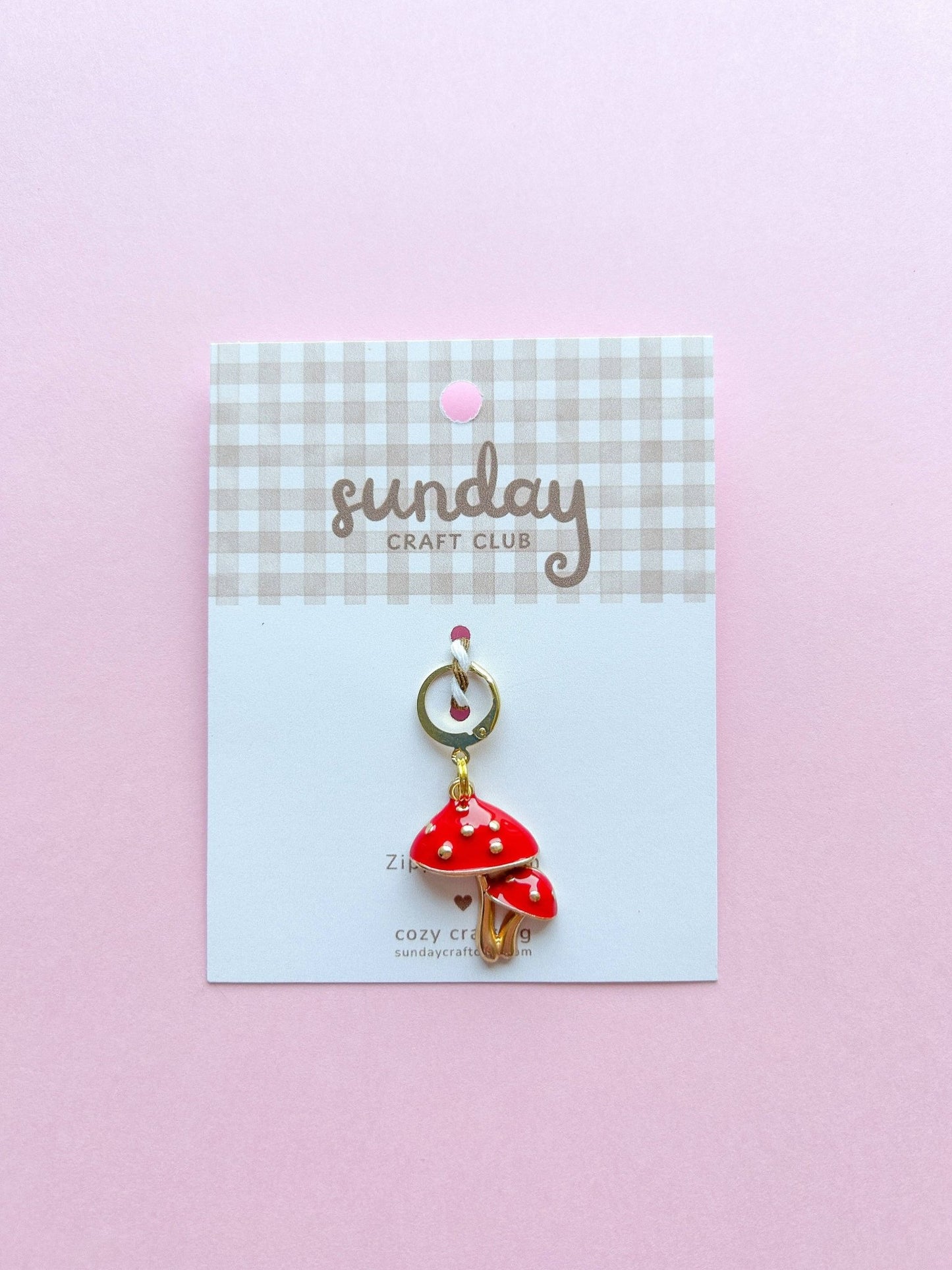 Mushroom Zipper Charm, Stitch Marker, Bag Charm - homesewn