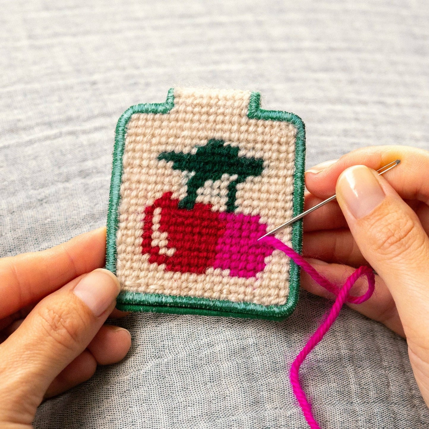 Needlepoint Keychain Kit - Cherries - homesewn