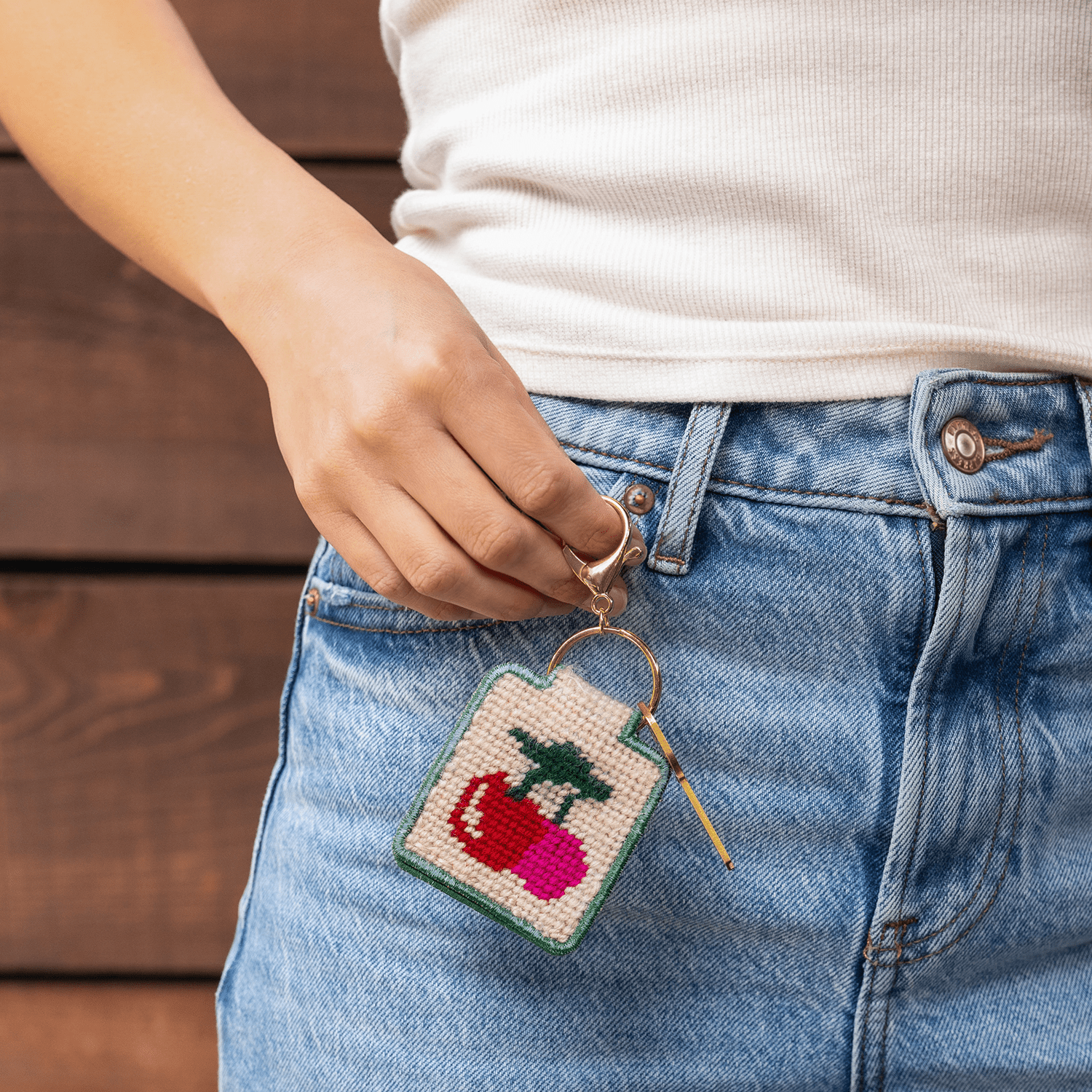 Needlepoint Keychain Kit - Cherries - homesewn