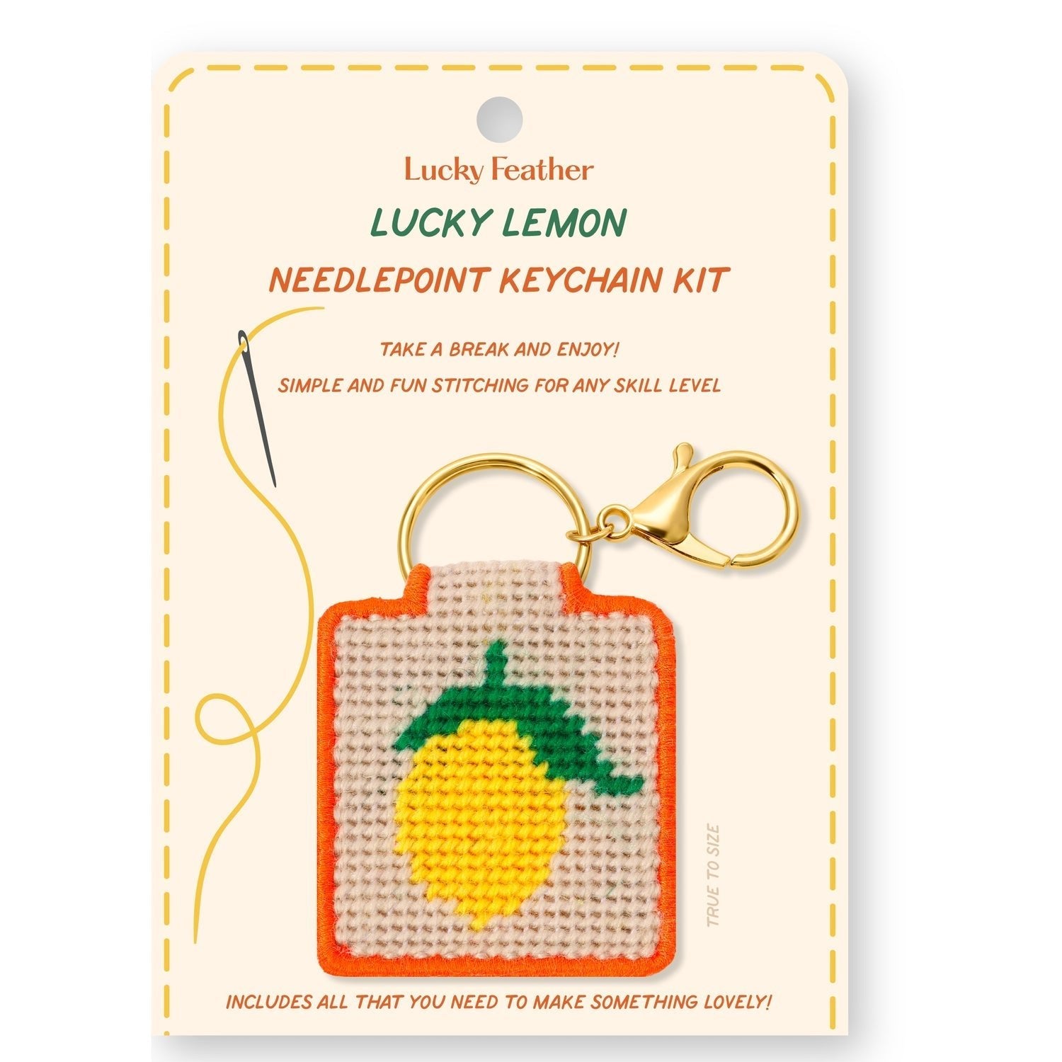 Needlepoint Keychain Kit - Lemon - homesewn