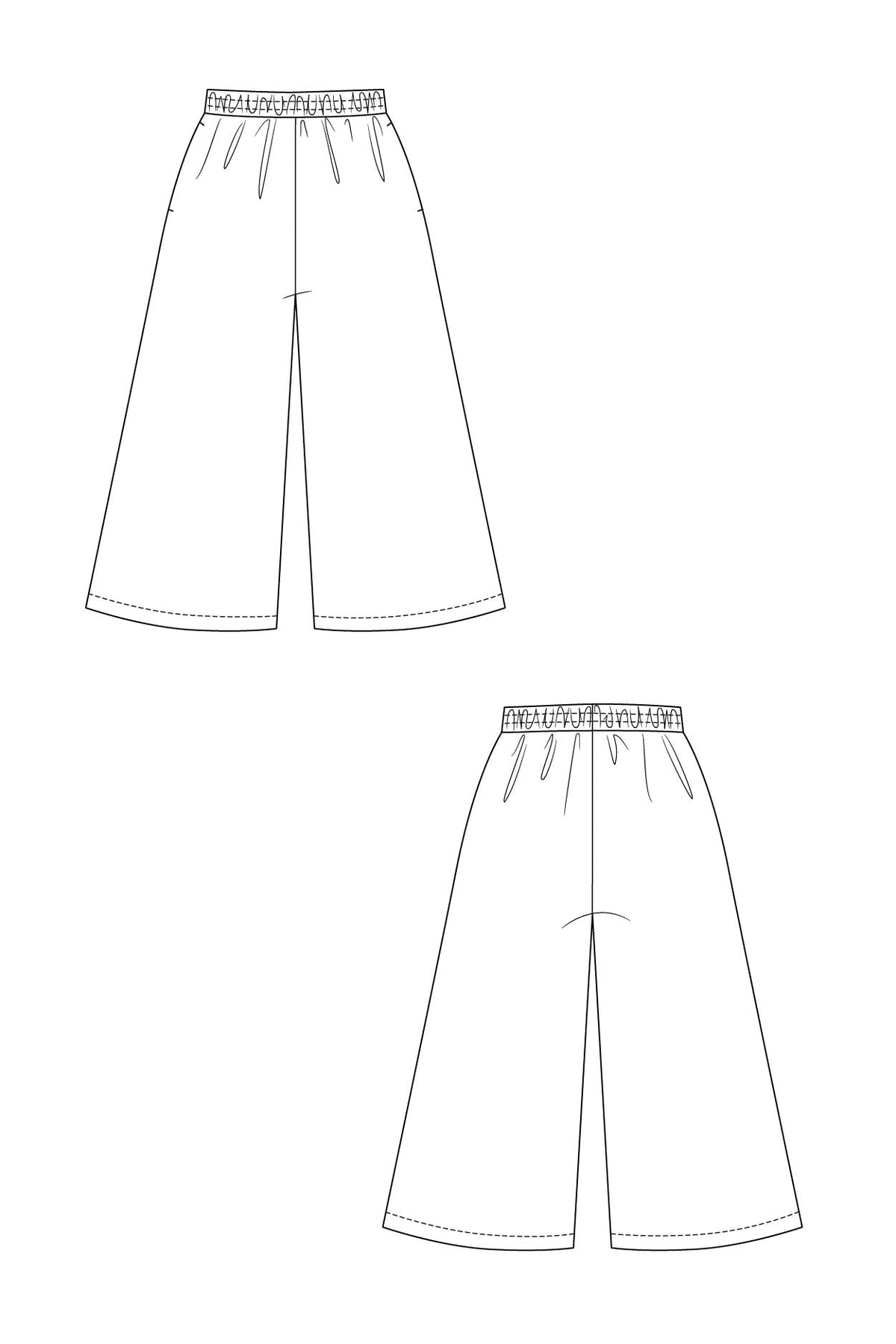NINNI elastic waist culottes - PDF PATTERN - homesewn