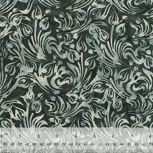 Noir - Tulips - Noir - BATIK Cotton Fabric - homesewn