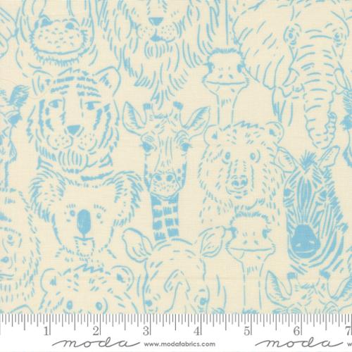 One Big Happy Family - Blue - Animal Park Fun - QUILTING COTTON/POPLIN - homesewn