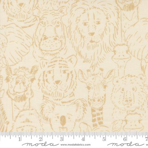 One Big Happy Family - Natural - Animal Park Fun - QUILTING COTTON/POPLIN - homesewn